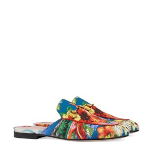 Princetown Hawaiian print satin slipper 