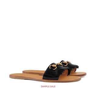 Fringe leather Horsebit slide