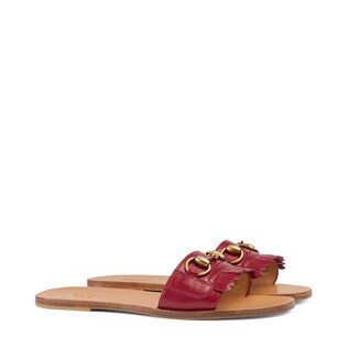 Fringe leather Horsebit slide
