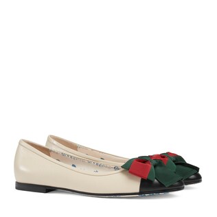 Leather ballet flat with Web bow 
