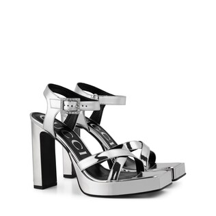 Metallic leather platform sandal 