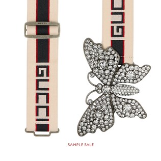 Gucci stripe belt with butterfly