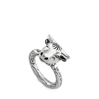 Men S Silver Jewellery Sterling Gucci Anger Forest Bull S Head Ring In Silver