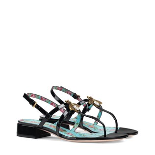 Patent leather sandal with bee