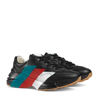 Rhyton Web print leather sneaker