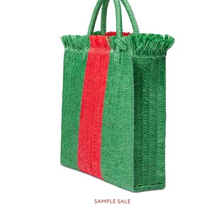 Web straw large top handle tote