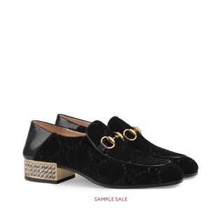 Horsebit GG velvet loafer with crystals