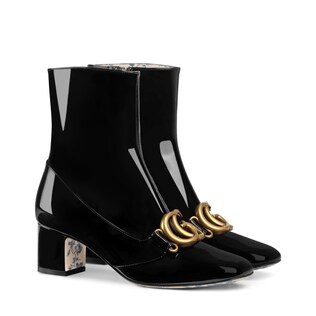 Patent leather ankle boot with Double G