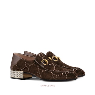 Horsebit GG velvet loafer with crystals