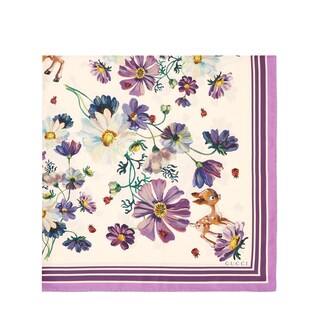 Flowers and fawn print silk shawl