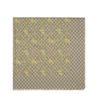 Floral and GG print modal silk shawl