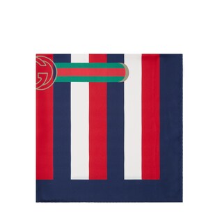 Gucci logo Sylvie stripe silk scarf