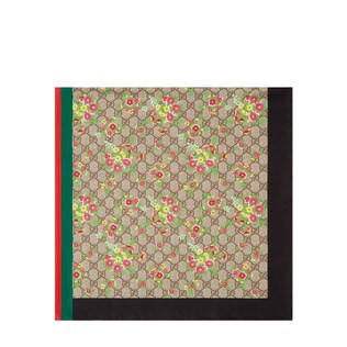 Floral and GG print silk scarf