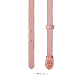 Leather belt with oval enamelled buckle 