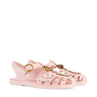 Rubber sandal with crystals 
