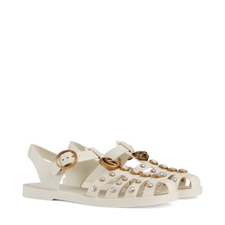 Rubber sandal with crystals 