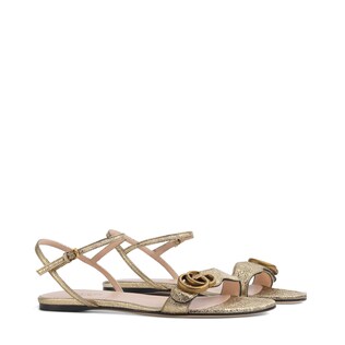 Metallic laminate leather Double G sandal 
