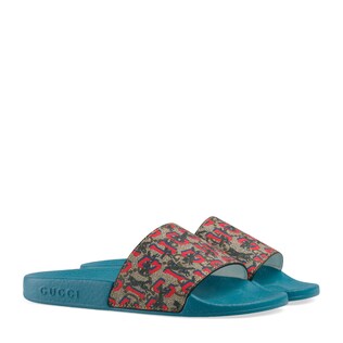 Children's GG Gucci wolves slides