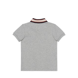 Children's cotton polo with Gucci stripe