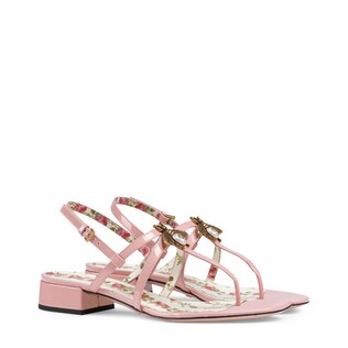 Patent leather sandal with bee