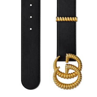 Leather belt with torchon Double G buckle