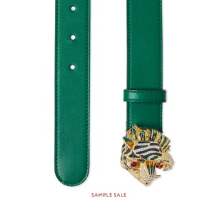 Leather belt with tiger head 