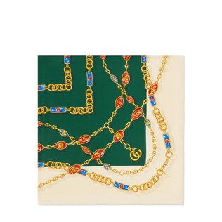 Silk scarf with GG jewels print