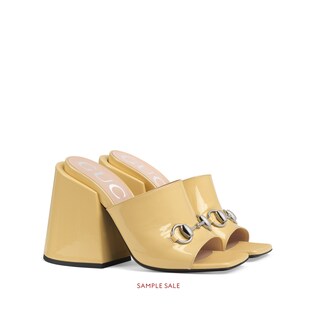Patent leather high-heel slide