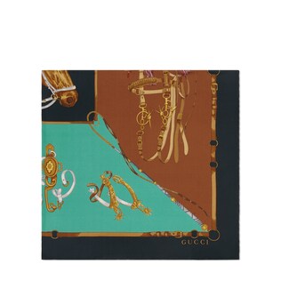 Silk scarf with equestrian print