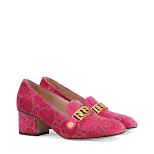 Sylvie GG velvet mid-heel pump