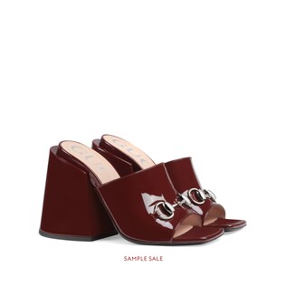 Patent leather high-heel slide