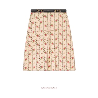 Rose print silk skirt