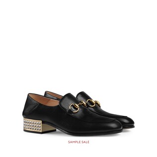 Horsebit leather loafer with crystals