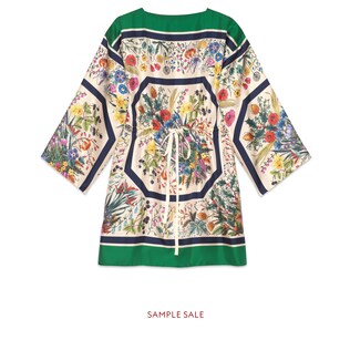 Silk kaftan with floral print