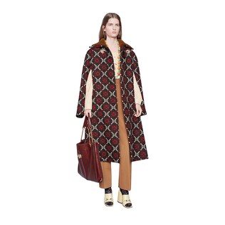 GG diamond wool cape coat