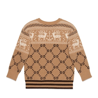Children's GG reindeers wool sweater