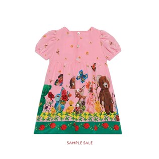 Baby animals print silk dress