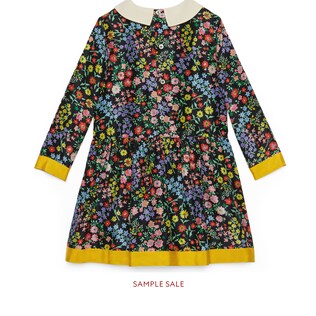 Children's floral print silk dress