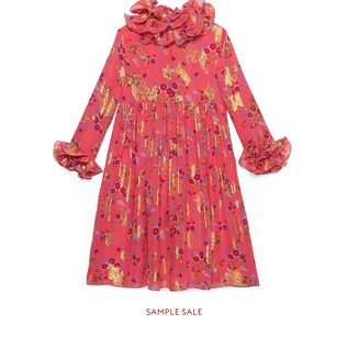 Children's bouquets print silk dress