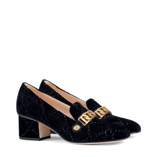 Sylvie GG velvet mid-heel pump