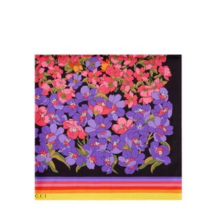 Degradé flowers print silk scarf