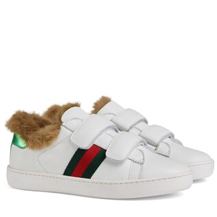 Children's Ace leather sneaker with faux fur