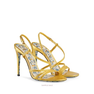 Braided metallic leather sandal 
