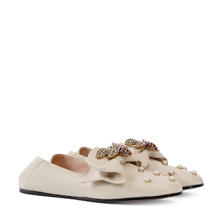 Leather ballet flat with bow 