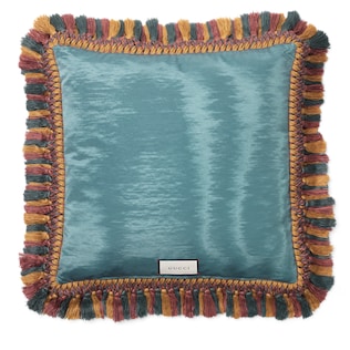 Velvet cushion with tiger embroidery