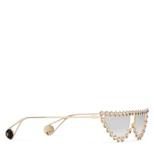 Cat eye metal glasses with crystals