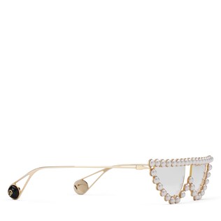 Cat eye metal glasses with pearls