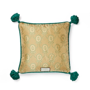 Velvet cushion with snake embroidery