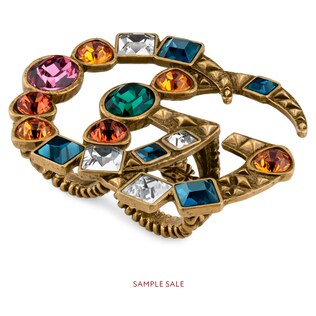 Crystal Double G multi-finger ring  