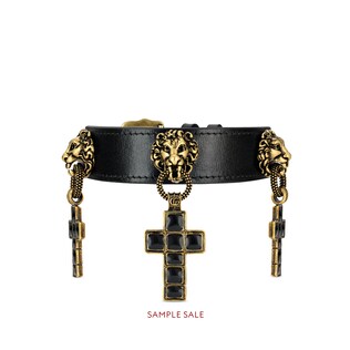 Leather bracelet with cross pendants
